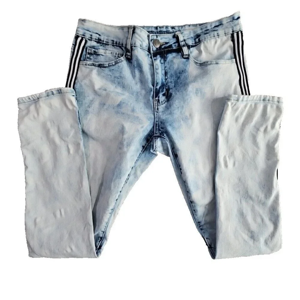 Rue21 Premium Jeans Men's‎ 32x32 Skinny Supreme Flex Distressed Racing Stripe